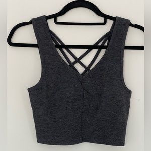 NEW Zella wellness Cross Strap Sports Bra Bralette Space grey Cinch Chest XS